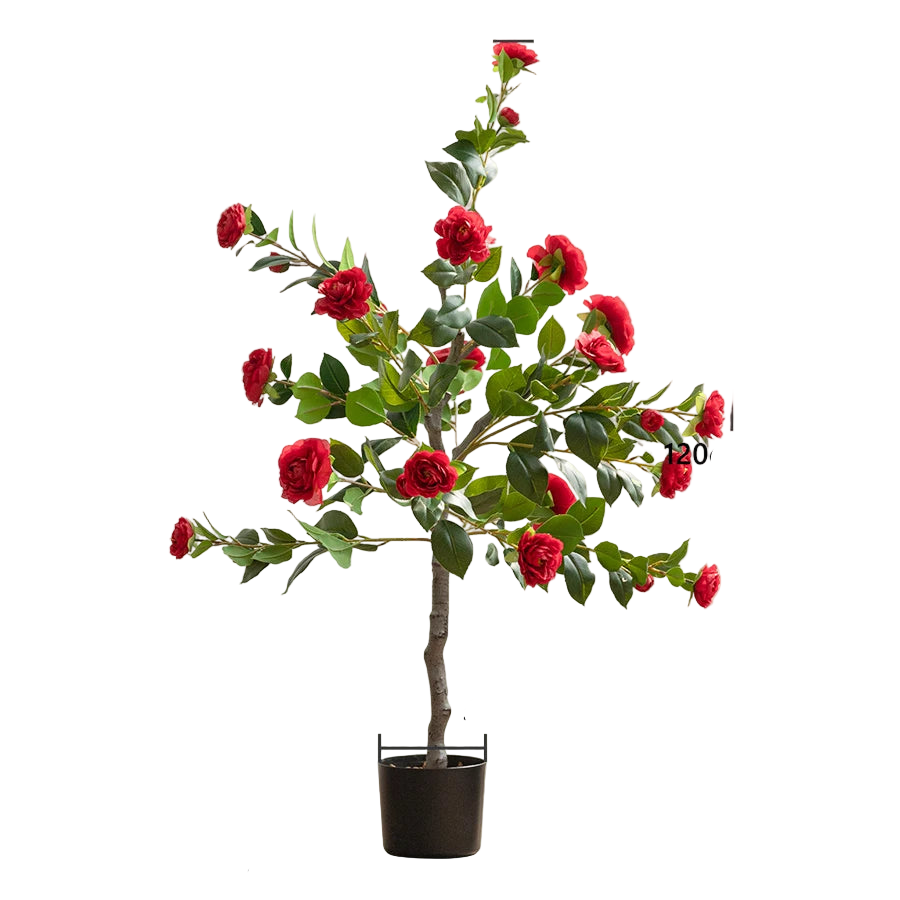 Tejesa Artificial Tree Artificial Camellia Tree 120cm/47.24in  Fake Bonsai Plant Removable Fake Flower Tree Party Christmas Home Decor