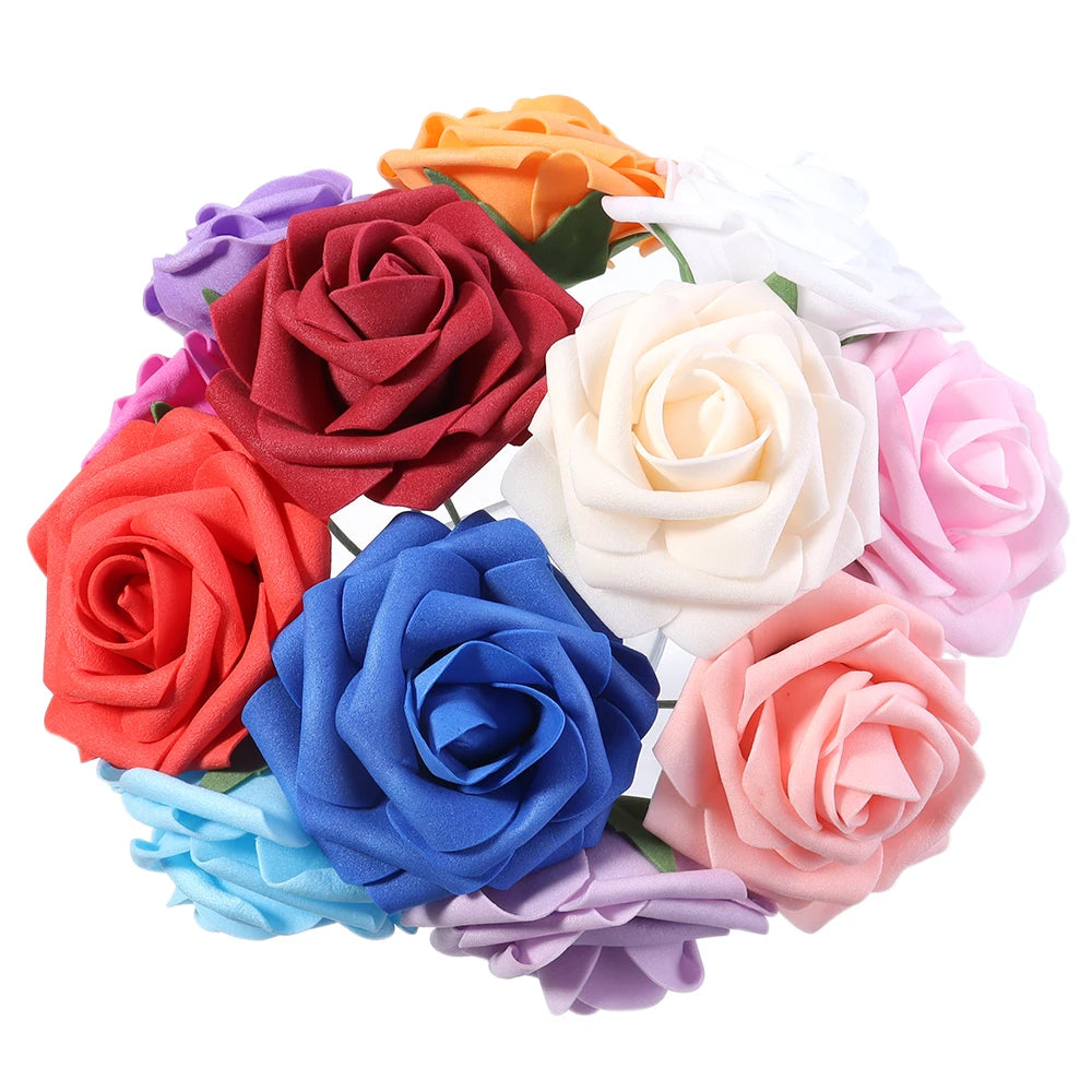 Tejesa 5/10/20Pcs Artificial Foam Rose Flowers 7.5cm PE Simulation Roses Fake Flower Bouquet for DIY Home Wedding Party Dceor Material