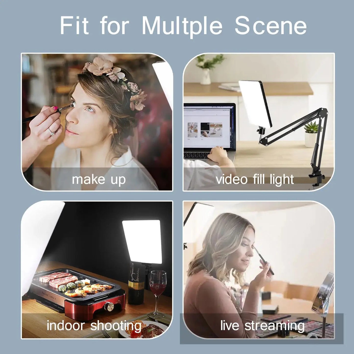 Tejesa LED Photography Light Selfie Lights Conference Lighting Photo Studio Lamp With Scissor Arm Stand For Zoom YouTube Live Streaming