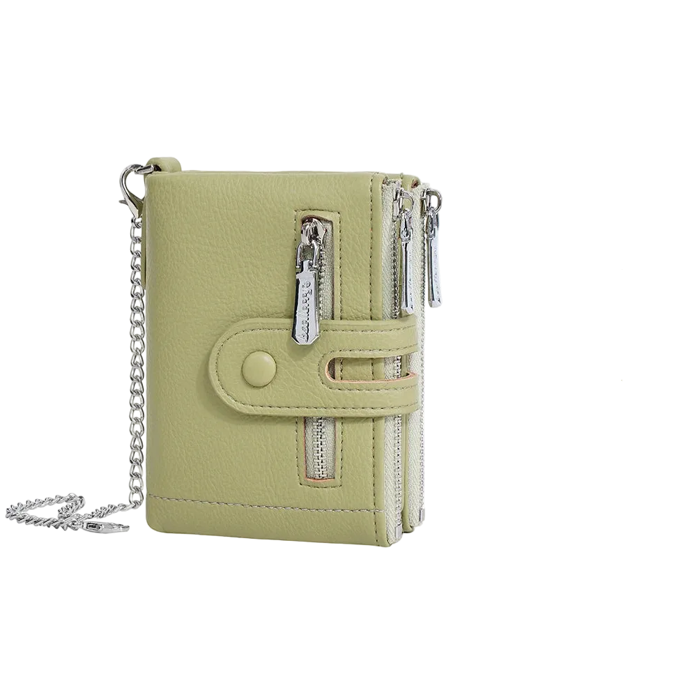 Tejesa  Women's Wallet with Keychain Strap, Multi Card Holder & Coin Zip Pocket, Ins Style Short Bifold Wallet for Wo