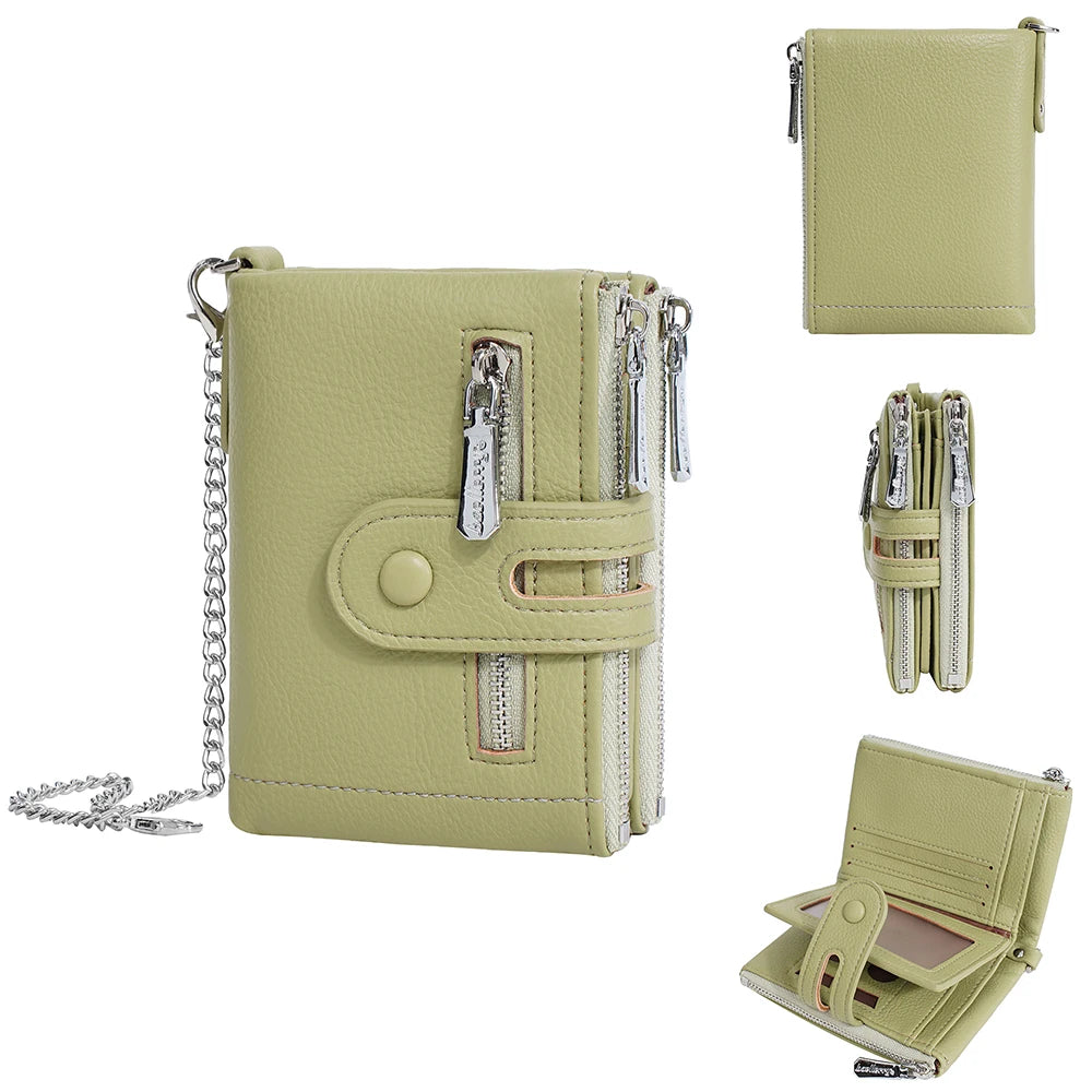 Tejesa  Women's Wallet with Keychain Strap, Multi Card Holder & Coin Zip Pocket, Ins Style Short Bifold Wallet for Wo