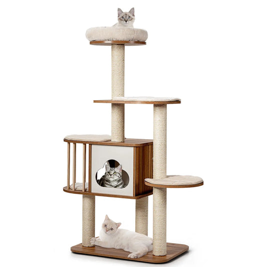 Hemasa Large Cat Tree Tall Cat Tower Multi Level Activity Centre