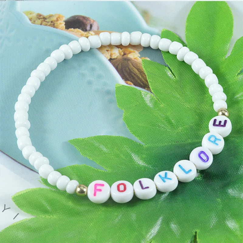 Fashion Simplicity Boho Ploymer Clay Letter Beads Bracelets Seed Beads Elastic Bracelets for Women Jewelry
