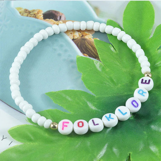 Fashion Simplicity Boho Ploymer Clay Letter Beads Bracelets Seed Beads Elastic Bracelets for Women Jewelry