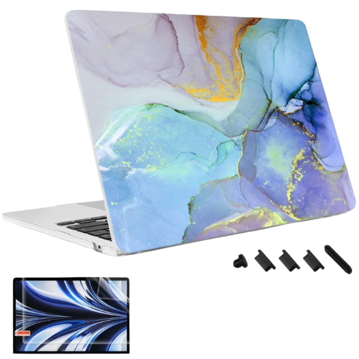 Hemasa Marble Plastic Laptop Case for MacBook M4 Air 13 inch A2337 A2179 A1932 Hard Shell Cover for Mac Pro 13 15 16 2022 A2338 A2251