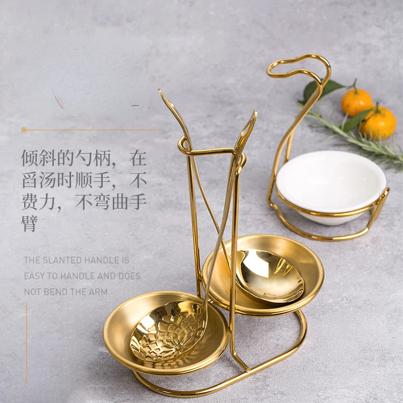 Tejesa  Long Handle Stainless Steel Soup Spoon / Hot Pot Spoon/ Large Golden Soup Spoon