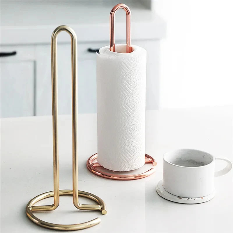 Hemasa Stainless Steel Kitchen Roll Paper Towel Holder Bathroom Tissue Stand Dining Table Vertical Napkins Rack Kitchen Storage Shelf