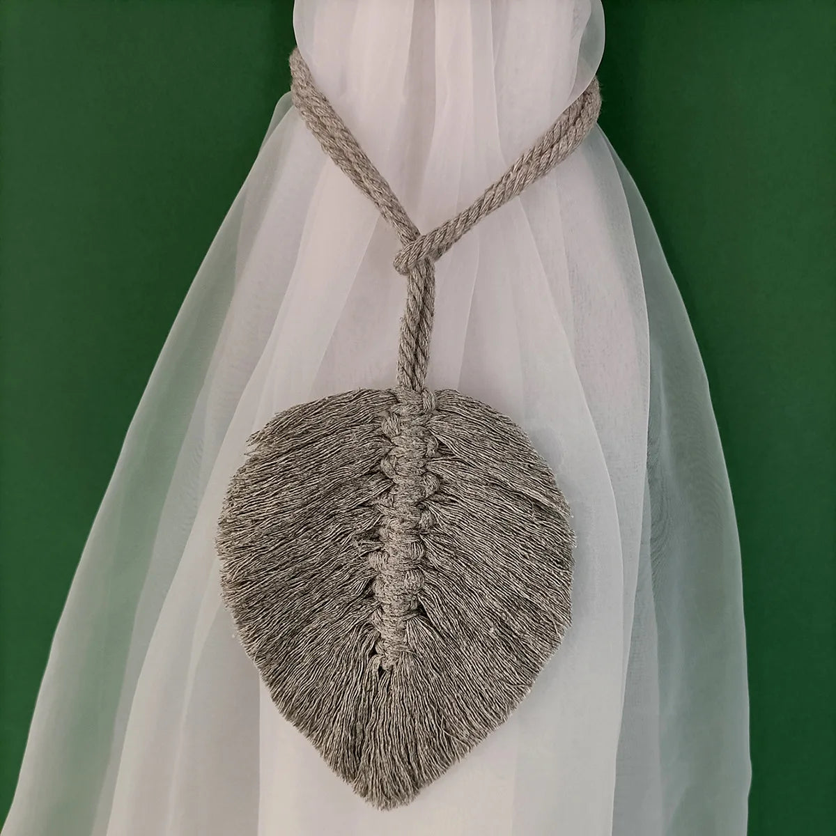 1Pc Leaf Macrame Curtain Tie Backs Hand-Woven Cotton Tassel Curtain Straps Tie Decorative For Living Room Boho Decor
