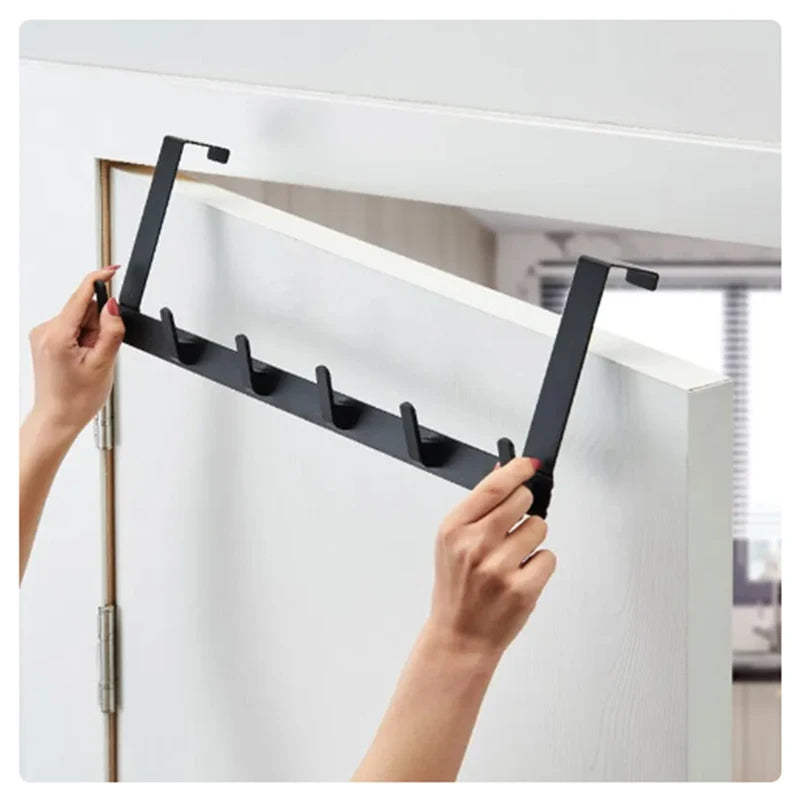 Hemasa Hooks Over The Door 5 Hooks Multifunctional Home Bathroom Organizer Rack Clothes Coat Hat Towel Hanger Bathroom Kitchen Supplies