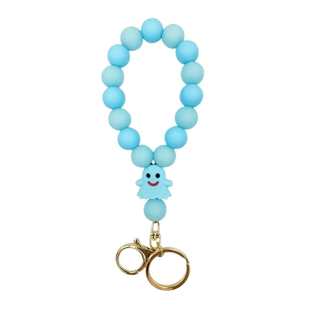 Pumpkin Luminous Ghost Keychain Silicone Fluorescent Halloween Ghost Pendant Lobster Buckle Ornaments Beads Keyring Party