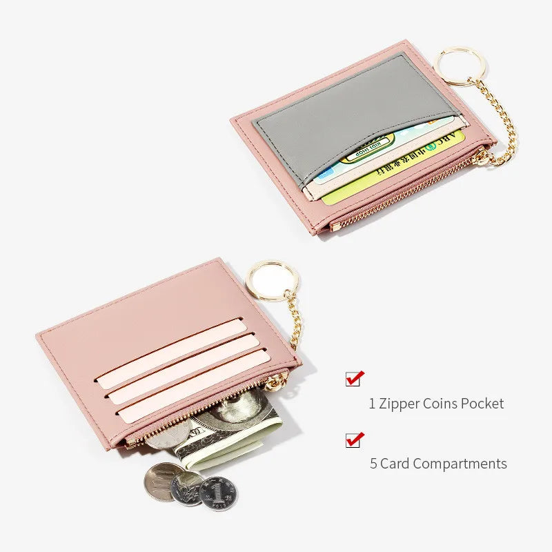 TAOMICMIC Korean Version Of The Mosaic Ladies Wallet Multi-card Zipper Card Package Keychain Small Wallet Coin Purse Female