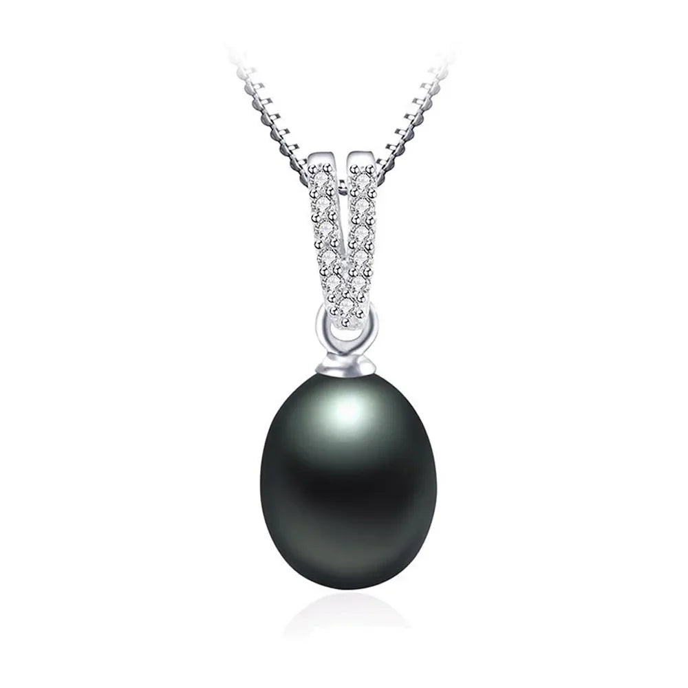 AAA Zircon 100% Natural Freshwater Pearl Pendants For Women Elegant Silver 925 Necklace 45cm Fine Jewelry(No Chain)