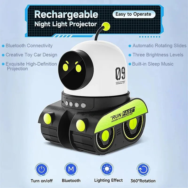 Hemasa LED Night Light Starry Sky Projector Galaxy Robot Projection Lamp Bluetooth Music for Kids Bedroom Home Party Decoration