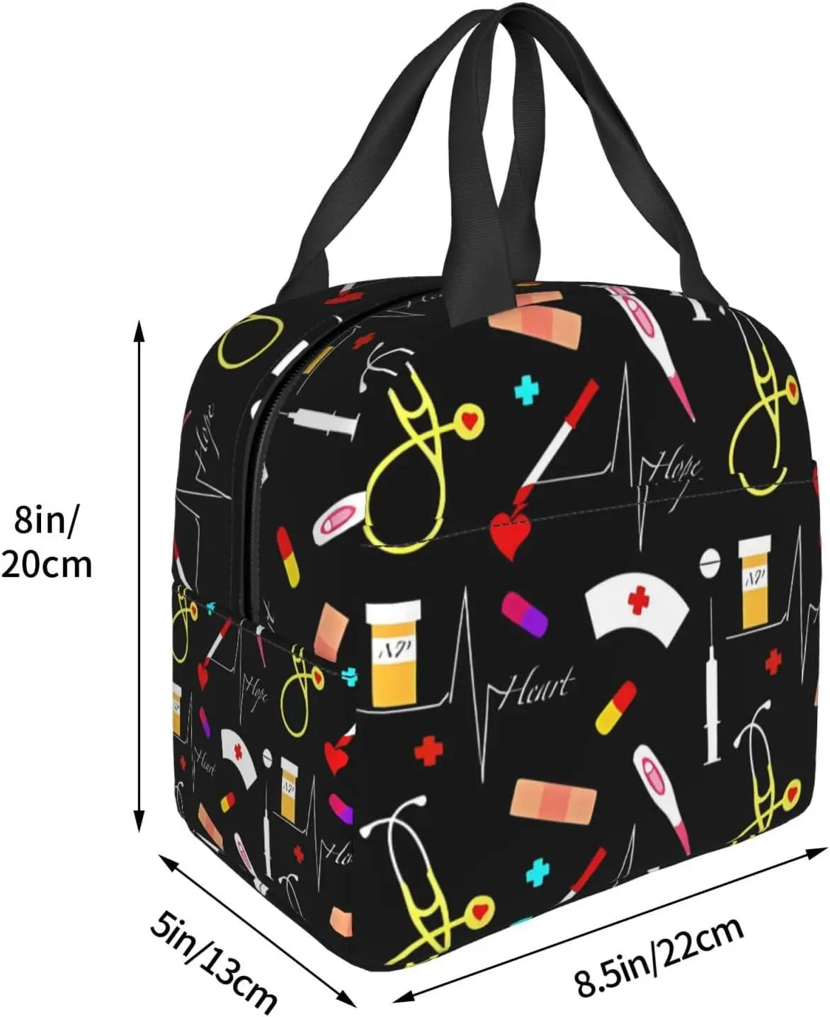 Hemasa Reusable Insulated Lunch Bag Leakproof Portable Lunch Box with Side Pocket for Work Picnic Travel