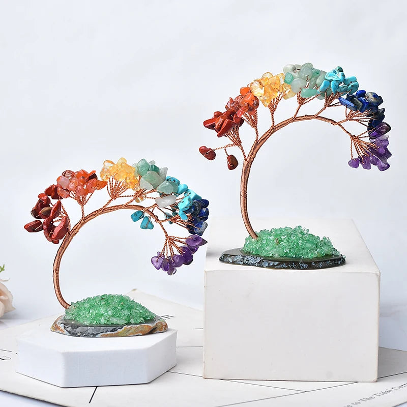 1PC Natural Colour Crystal Tree Specimen Agate Reiki Healing Home Decoration Ornaments Lucky Tree DIY gifts Souvenir Gift
