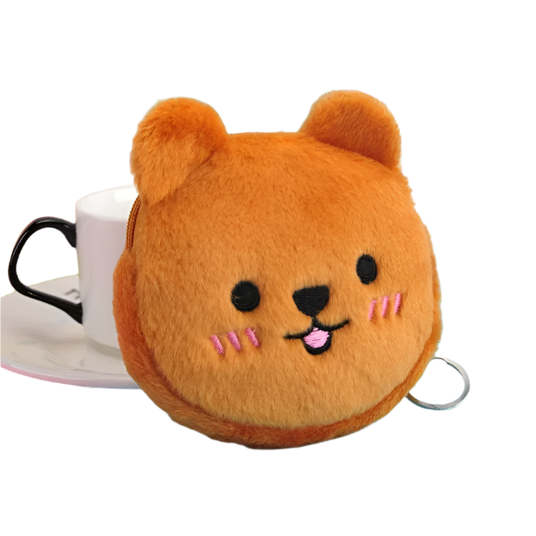 1PC Small Headphone Mini Wallet Money Bag Kids Gift Cute Animal Plush Coin Purse Zipper Change Purse with Keychain Pendant Bag