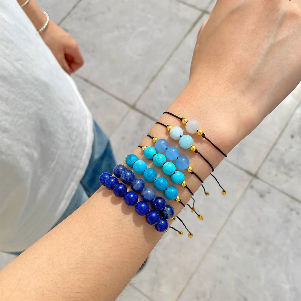 Colorful Natural Quartz Chip Stone Bracelet Set Irregular Gravel Crystal Beads Braided Bracelets for Women Men Boho Jewelry Gift