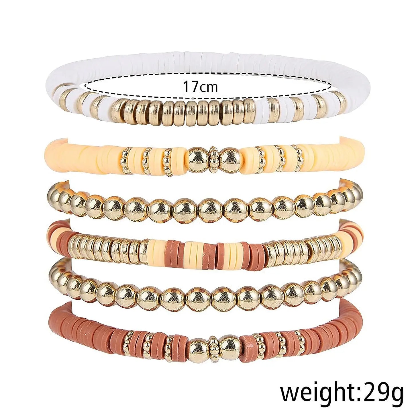WG 7Pcs Boho Aesthetic Colorful Polymer Clay Bracelet Set Pink Bead Stacking Bracelets For Teen Girls Friendship Preppy Jewelry