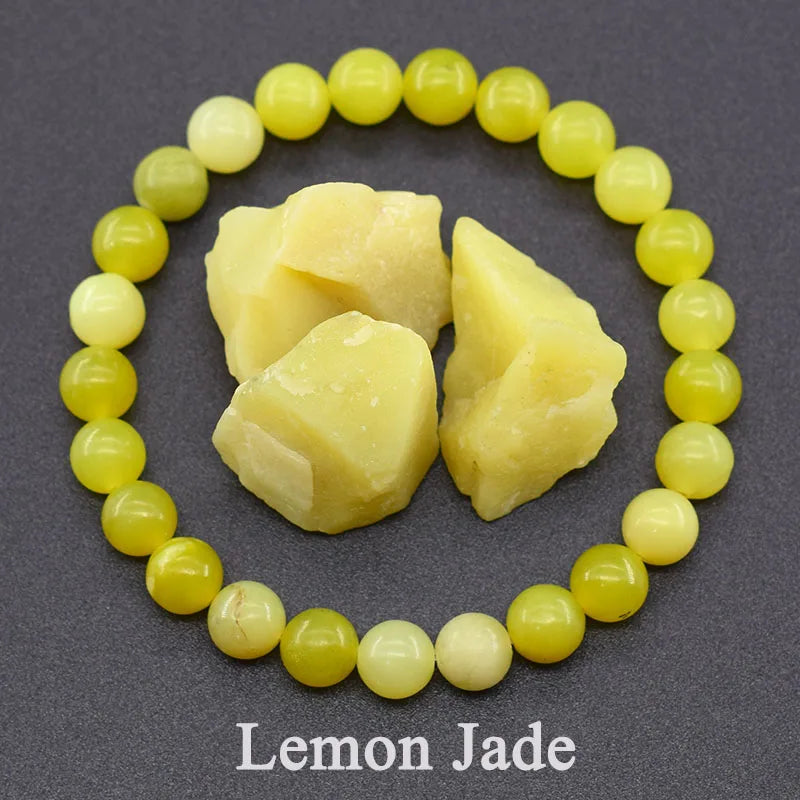 Natural Lemon Jade Bracelets Natural Yellow Stone Beads Bracelet for Men Women Geniune Ice Lemon Gem Elastic Jewelry Lover Gift