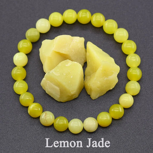 Natural Lemon Jade Bracelets Natural Yellow Stone Beads Bracelet for Men Women Geniune Ice Lemon Gem Elastic Jewelry Lover Gift