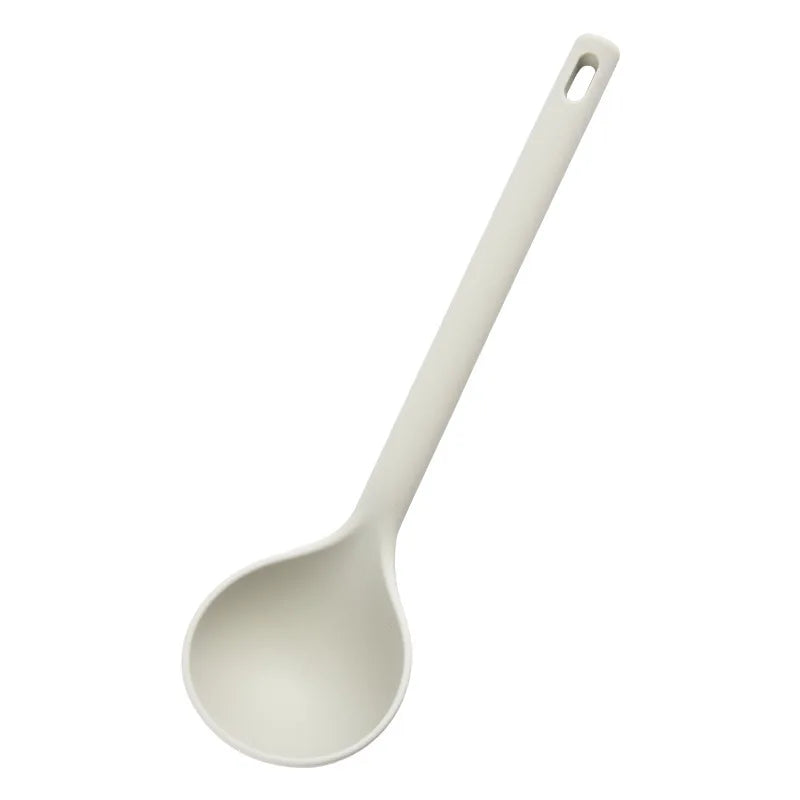 Large Thickened Silicone Soup Spoon Long Handle Ramen Noodles Bouillon Ladle Japanese Kitchen Tablespoons Tableware Kitchenware