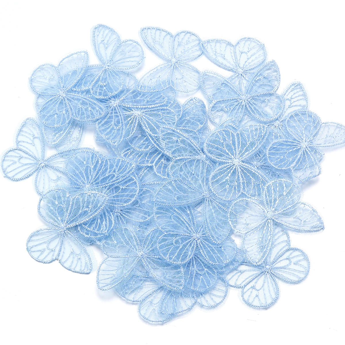20pcs Embroidered Mesh Butterfly 3.5x4.5cm Cloth Patch Appliques for DIY Clothes Headwear Sewing Supplies Hair Clips Accessories