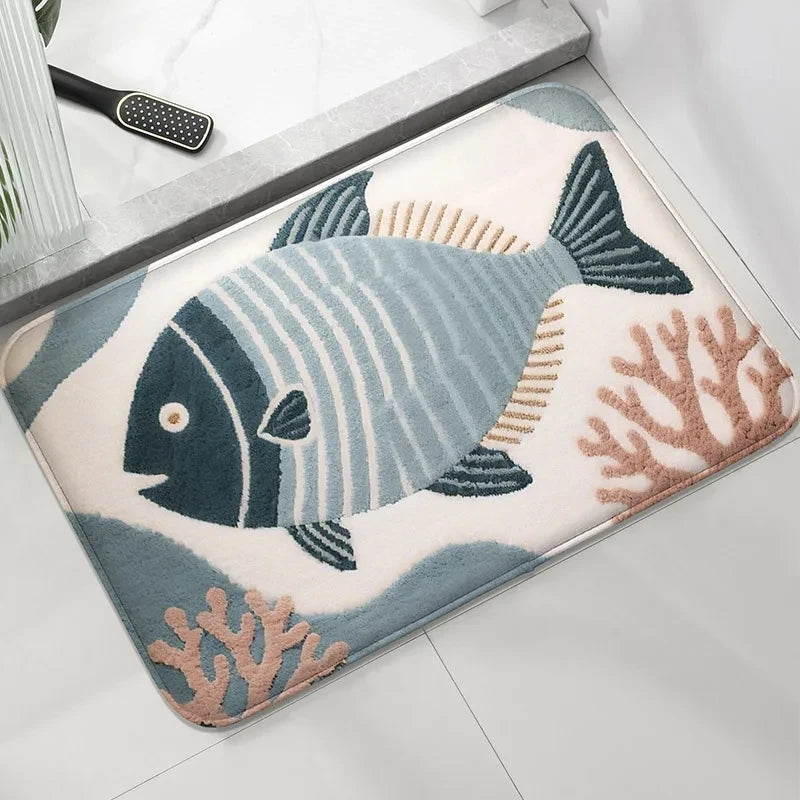 Hemasa Flannel Material Floor Mat Household Absorbent Foot Mat Modern Mat Bathroom Small Carpet Machine Washable Retro Home Decorative