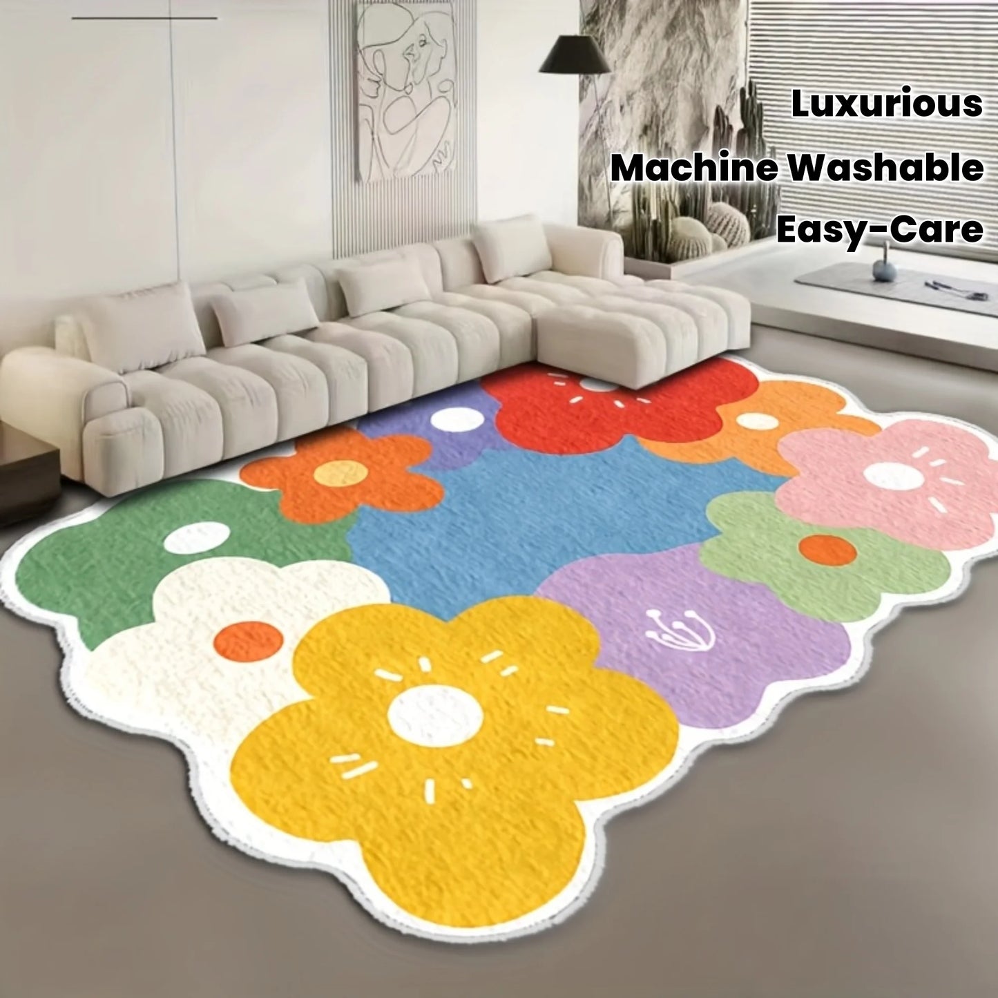 Tejesa Colorful Flower Carpet Doormat /Welcome Mat /Large Area Rug Living Room Carpet Sofa Carpet Soft Rug For Bedroom Warm Home D