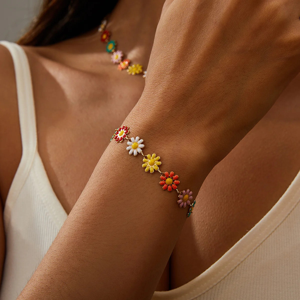 Hemasa Enamel  Daisy Flower Bracelets For Women/ Girls