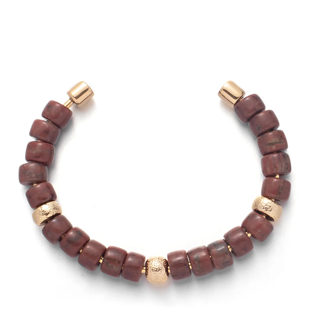 Tejesa Colorful  Natural Stone Cuff Bangle Bracelets For Women