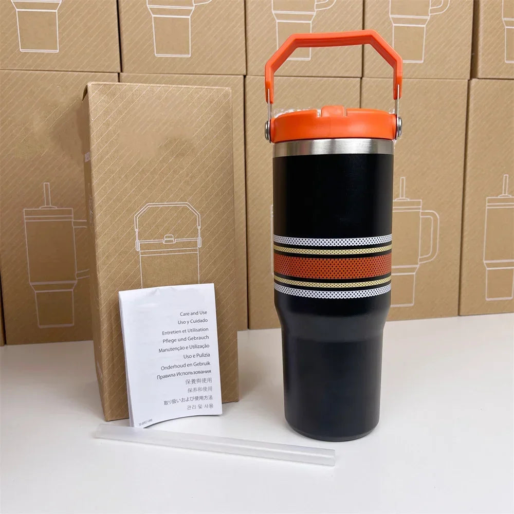 For Stanley 30oz Tumbler With Handle Leopard Tumbler With Straw Lids Stainless Steel Coffee Termos Cup Car Mugs Vacuum Cup