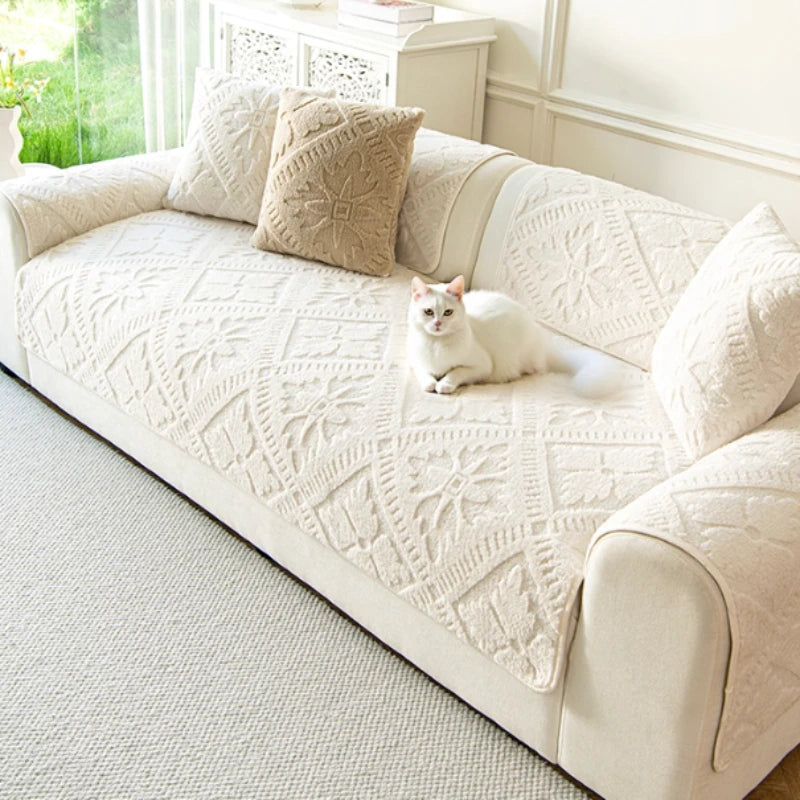 1PC Plush Sofa Covers for Living Room Winter Warm Universal Couch Mat French Style Non-slip Sofa Seat Pad Home Decor 방석쿠션