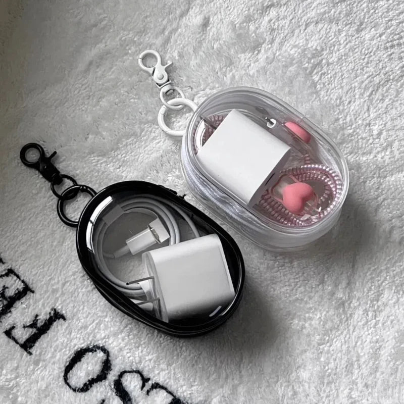 Hemasa Portable Keychain with Lipstick Case  Multi-Functional Travel Organizer for Women  PVC Material  Lobster Claw Clasp