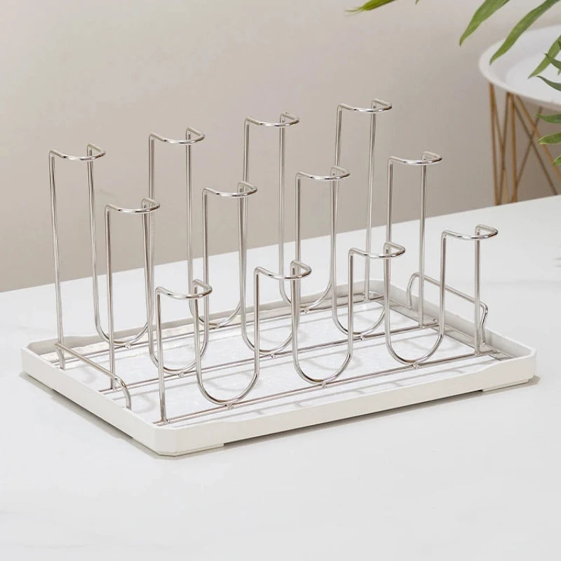Stainless Steel Cup Tray, Inverted Hanging Rack, 8 Cup and 12 Cup Drain Rack, Home and Office Use, Durable Organizer