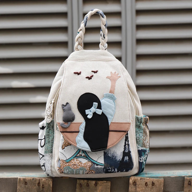 Luxury 3D Pumpkin Pattern Women Travel Backpack High Quality Linen Female Backpack Fashion Prettry Style Girls Daypack Backpack