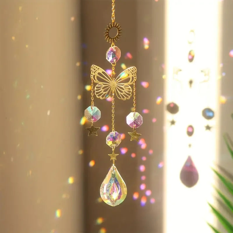 Hemasa  Butterfly Crystal Sun Catcher - Glass prism reflecting lights for home , garden and car decor