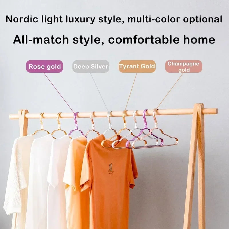 Tejesa 10pcs Aluminum Alloy Clothing Hanger Golden Durable Domestic Coat Supplies Organizer Wardrobe Organizer Clothing Storage Rack
