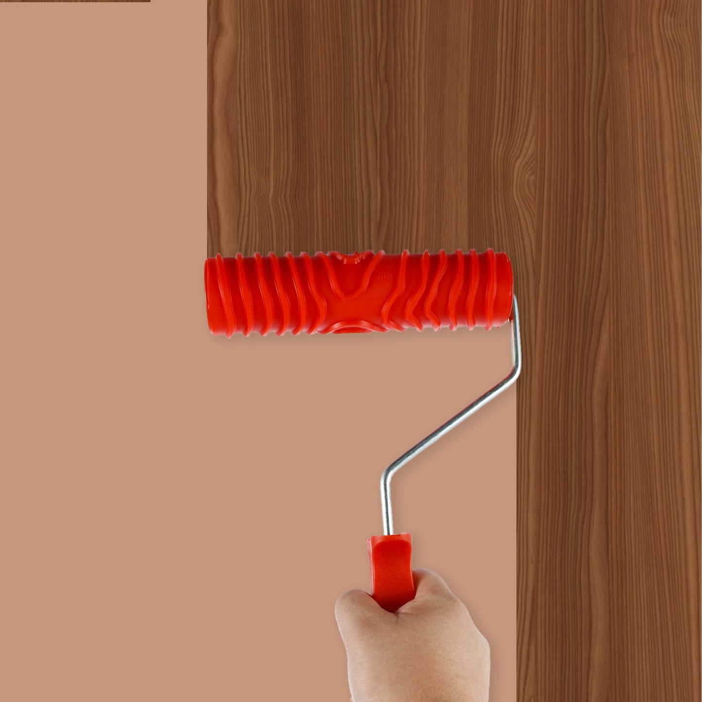 Tejesa 5/6Pcs Wood Graining Tool Professional Wood Grain Patterns Paint Tool Set Rubber Wood Grain Painting Roller with Handle for Wall