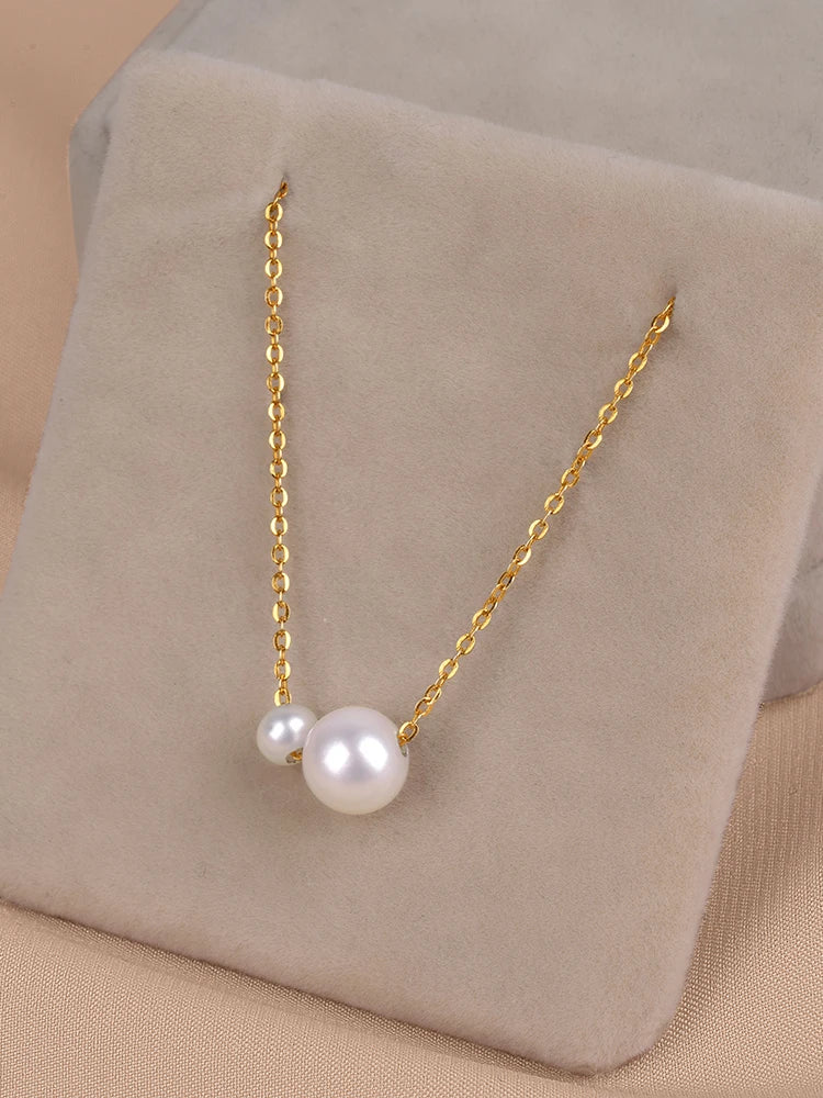 Hemasa 4-8mm round  freshwater Pearl 925sliver golden plated necklace for Women Girl's choker jewelry