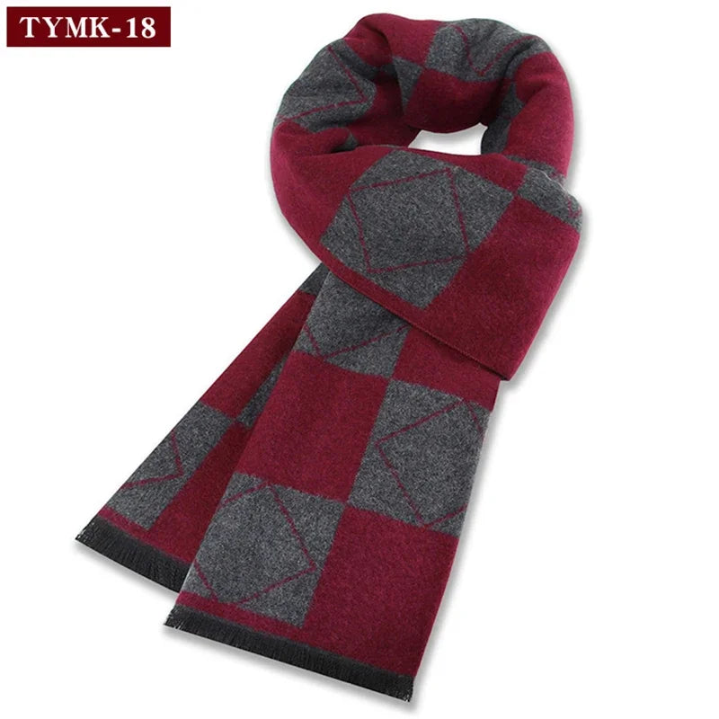 Luxury Scarf Man Winter Warm Wool Scarf For Men Cashmere Scarves Casual Plaid Male Long Pashmina Outdoor Shawls Man Muffler Gift