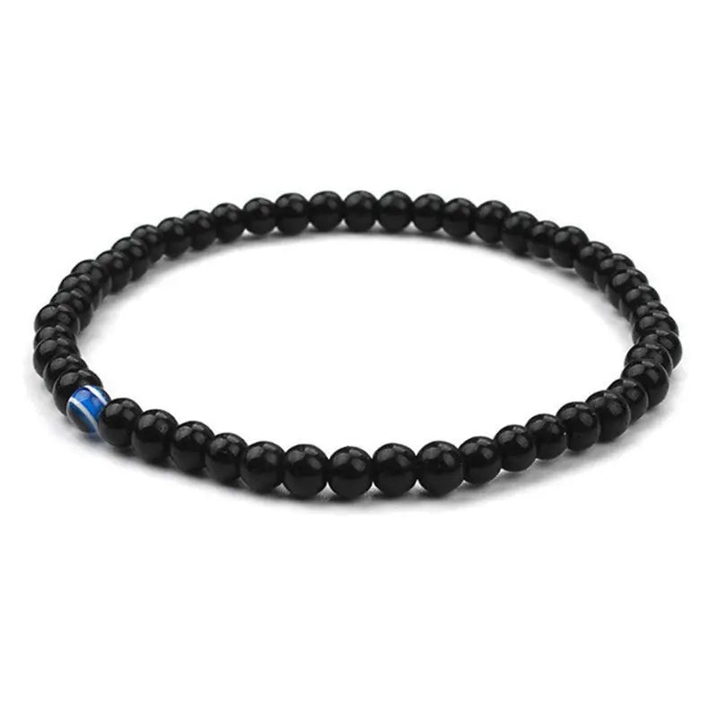 14PCS Turkish Evil Eyes Bracelet Black Natural Stone Beads Obsidian Men Braslet for Women Men Yoga Hand Jewelry Accessories