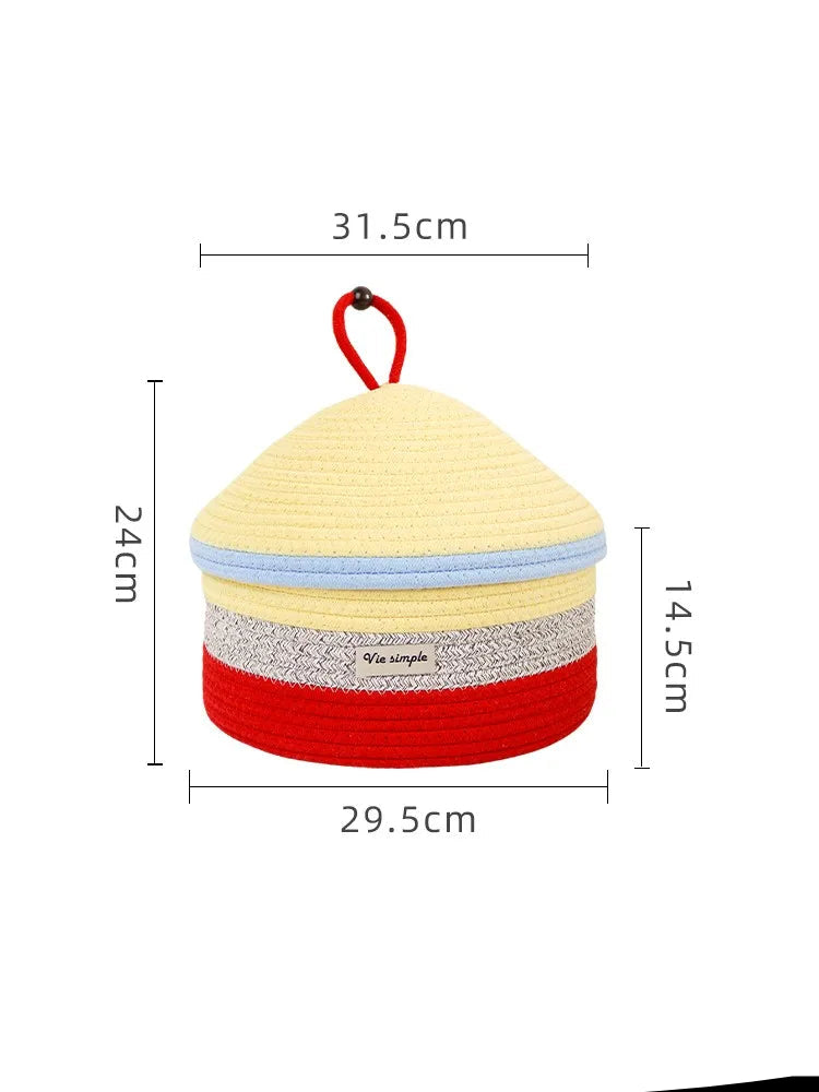 Tejesa Dopne Cotton Tead Woven Storage Basket Cute Living Room Sna Miscellaneous Goods Storage Box Bedroom Cosmetic Organizer...