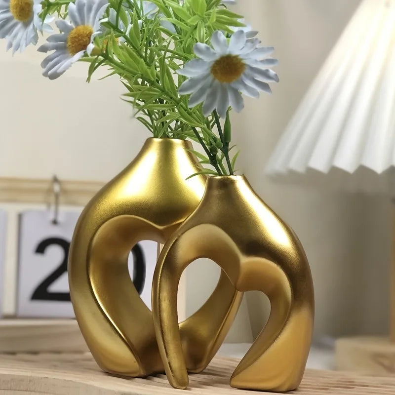 2pcs Heart-shaped Vase Set Resin Vases Ideal Choice for Desktop Decoration Suitable for Home Decoration