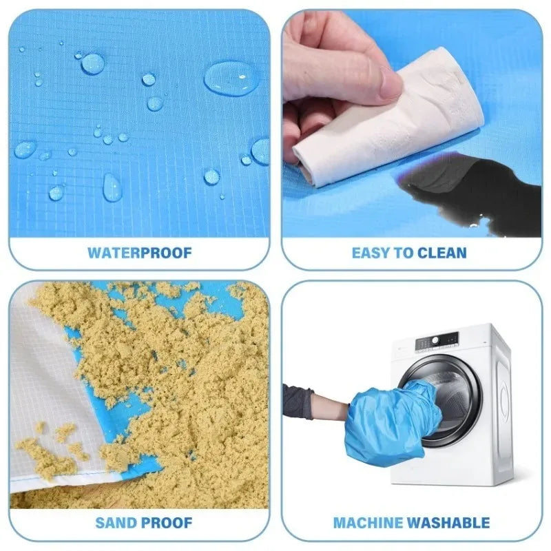 Tejesa Beach Blanket Waterproof Sandproof Beach Mat 2x2.1m for 2-8 Adults Quick Drying Outdoor Picnic Mat for Travel, Camping, Hiking