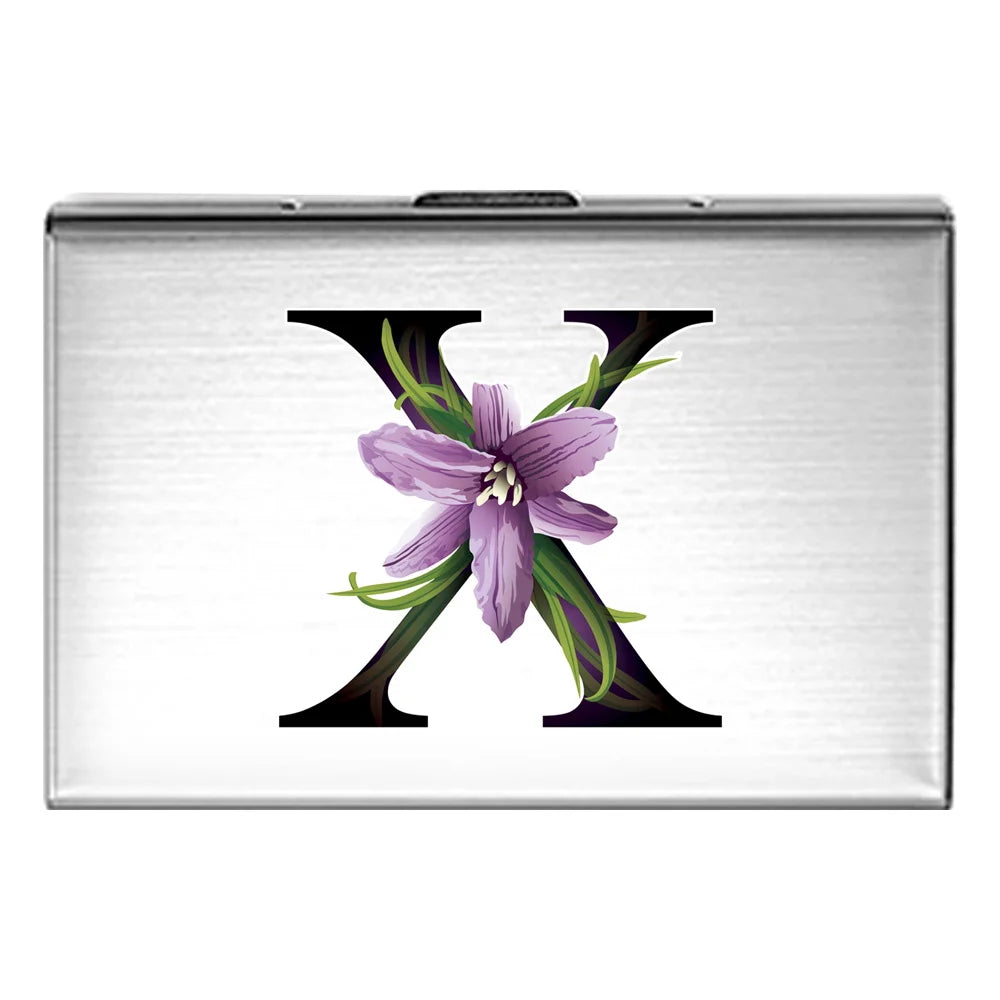 Card Holder RFID Blocking Aluminum Metal Slim Wallet Anti-scan Credit Card Holder Thin Case Small Wallet Flower Color Series