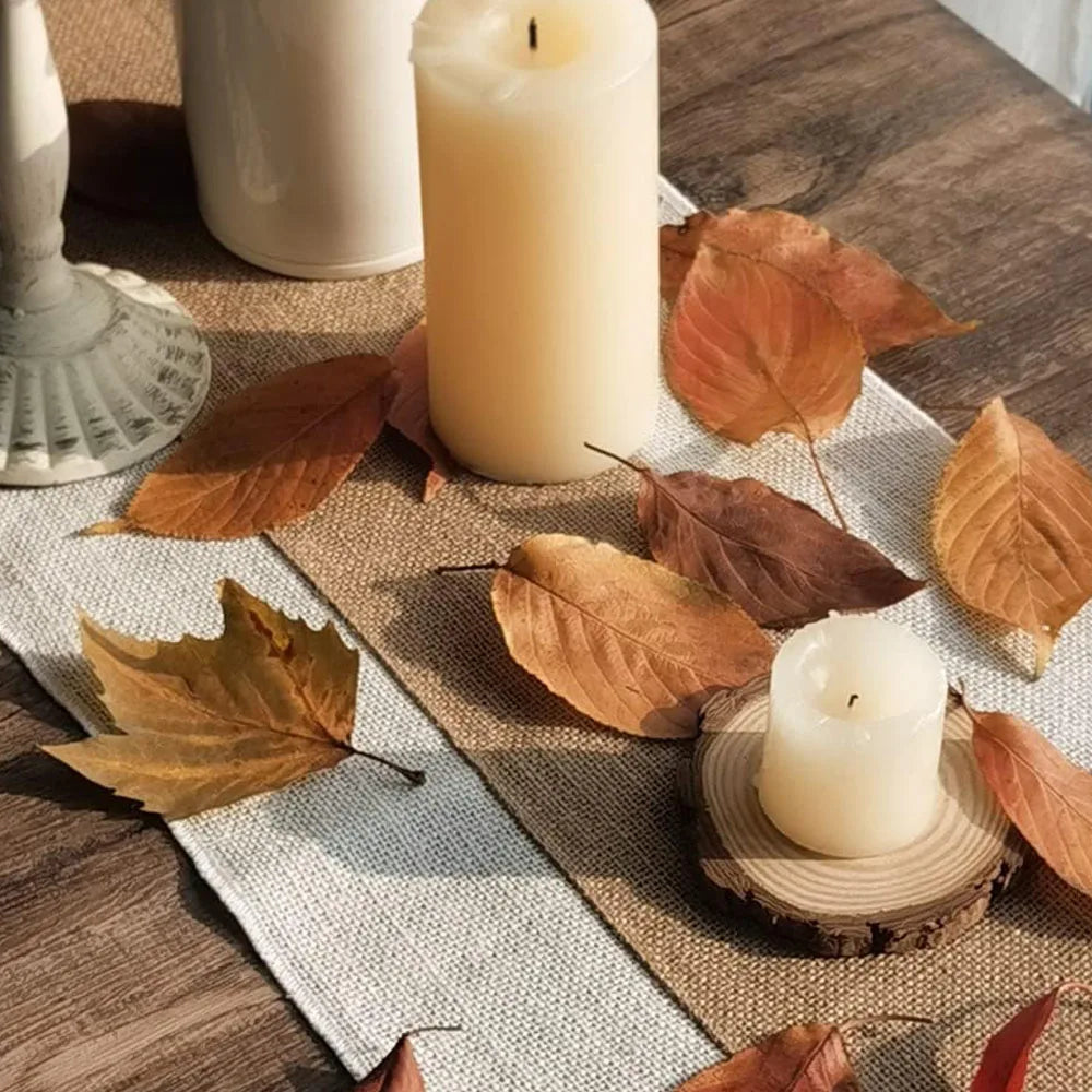 Tejesa Burlap Table Runner Long Farmhouse Table Runner Jute Runner Woven Fabric Light Colour Edge