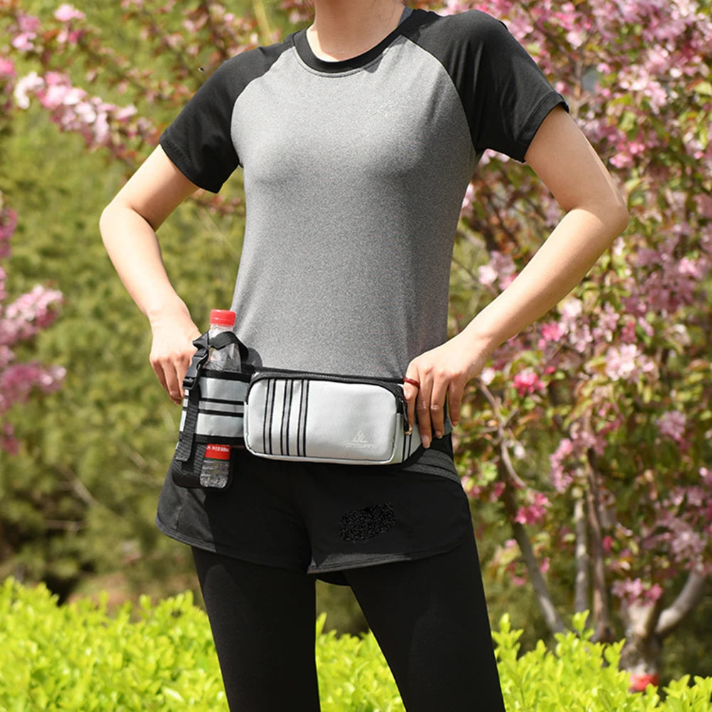 Tejesa Running Waist Bag,Sports Fanny Pack With Water Bottle Holder,Adjustables Strap Waist Bag,For Outdoor Camping Hiking