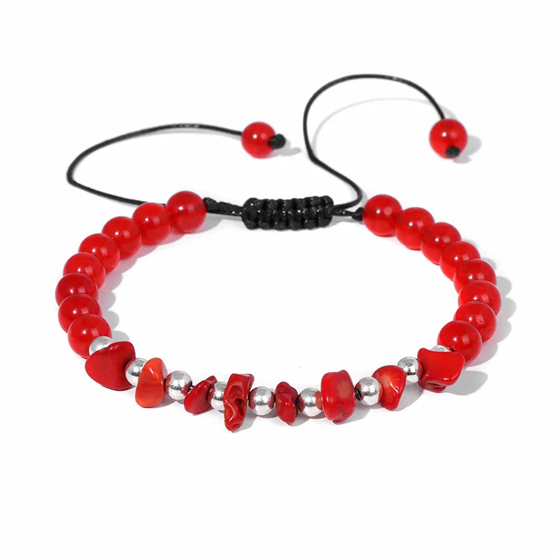 Tejesa Irregular Natural Gem Crystal Stone Beads Bracelet Braided Obsidian Aventurine Amethysts Aquamarin Opal Chip Bracelets For Women