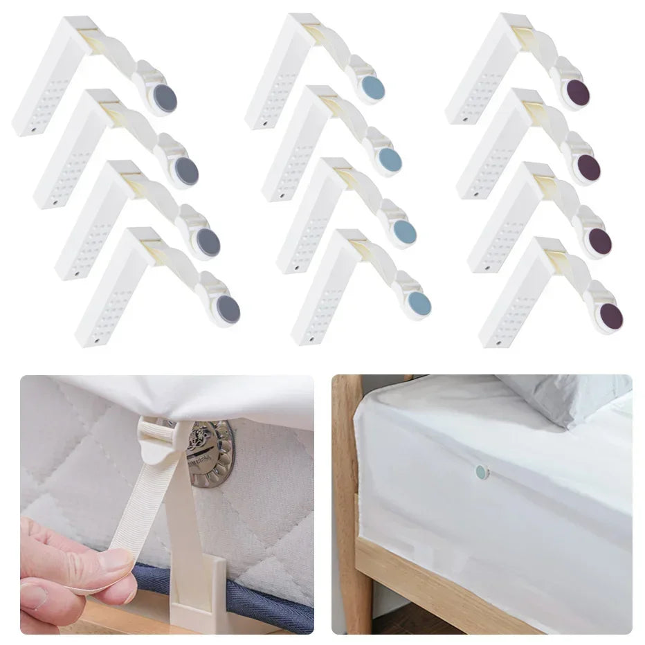 Hemasa 4PCS Bed Sheet Fasteners Adjustable  Non-Slip Fastener Grippers