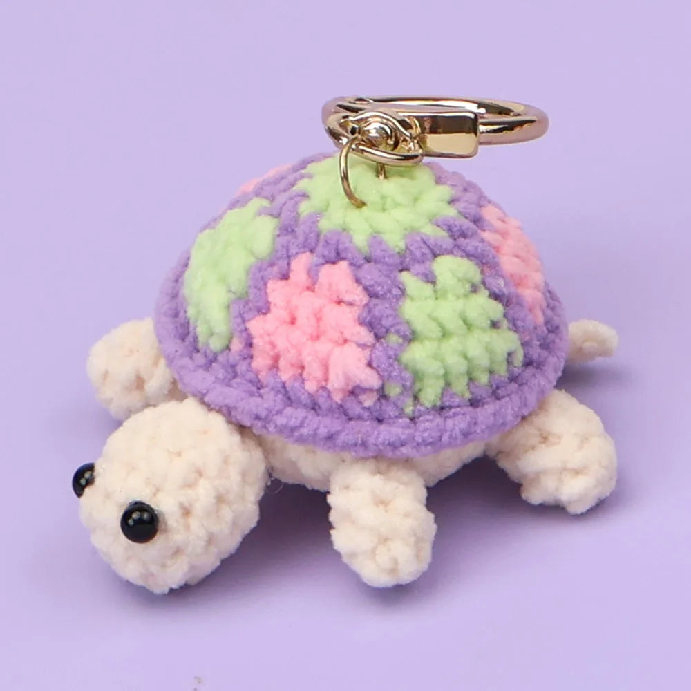 Hemasa Cute Turtle Keychain Lovely Crochet Turtle Pendant /Handwoven Animal Key Ring
